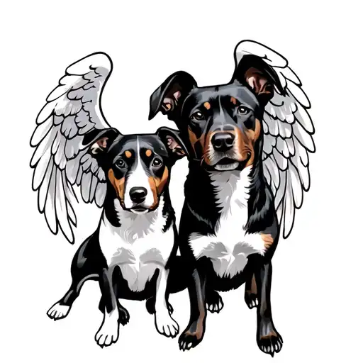 Dog With Angel Wings And Dog Without