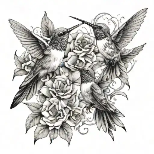 Hummingbirds And Butterfly