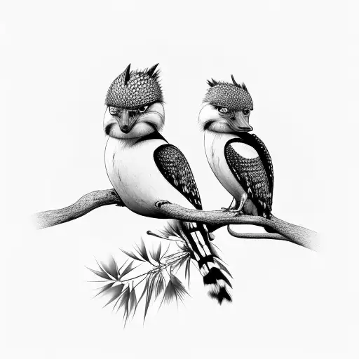 Two Kookaburras On A Gum Tree Branch