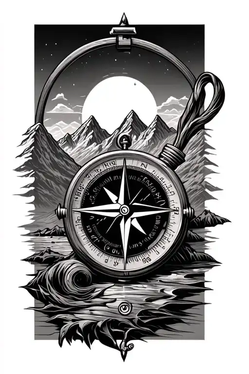 Compass With Mountains Incoporate Band