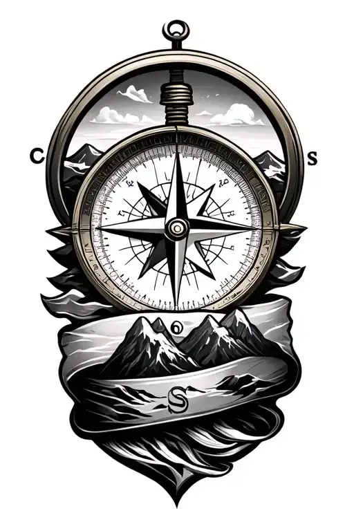 Compass With Mountains And Arm Band
