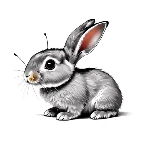 Little Bunny Standing And Minimalistic Style