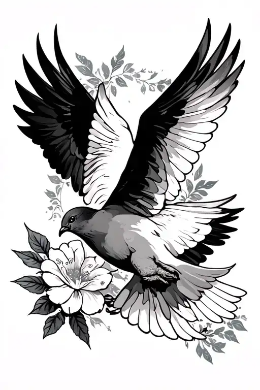 Date Tattoo With Dove Flying