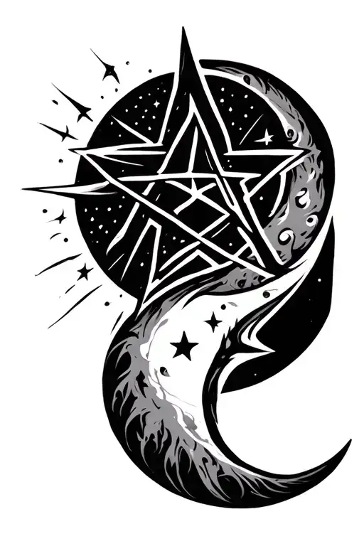 Pentagram And Moon