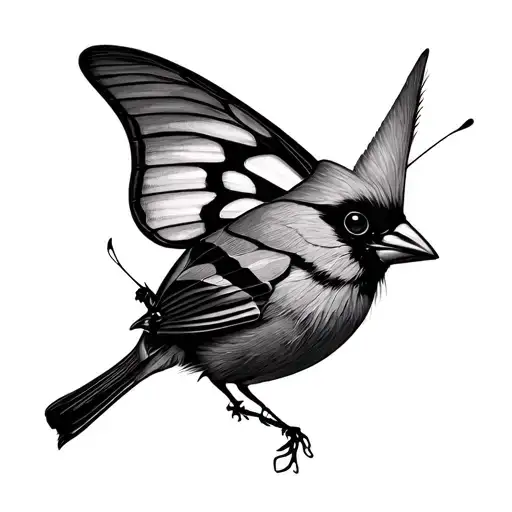 Cardinal And Butterfly