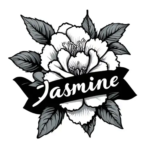 Small Male Tattoo With The Name Jasmine Written Vertically