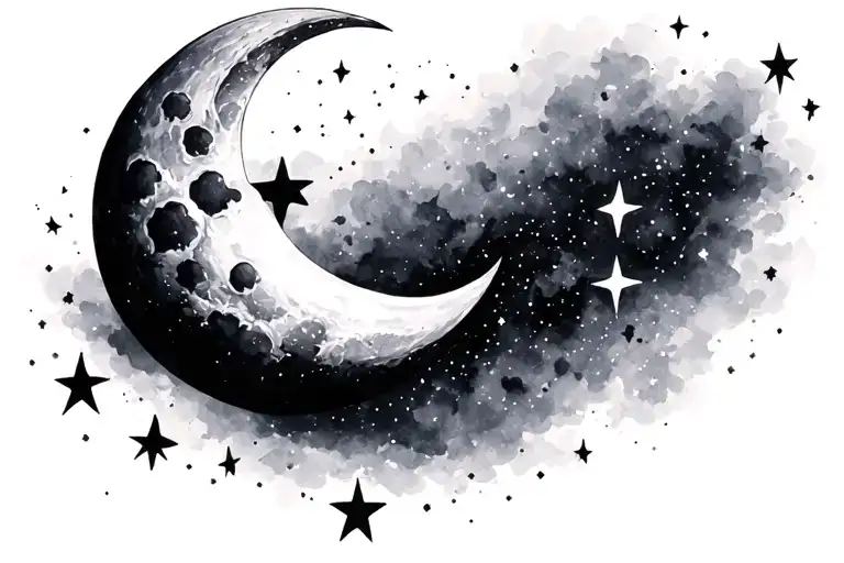 Moon With Stars And Luna