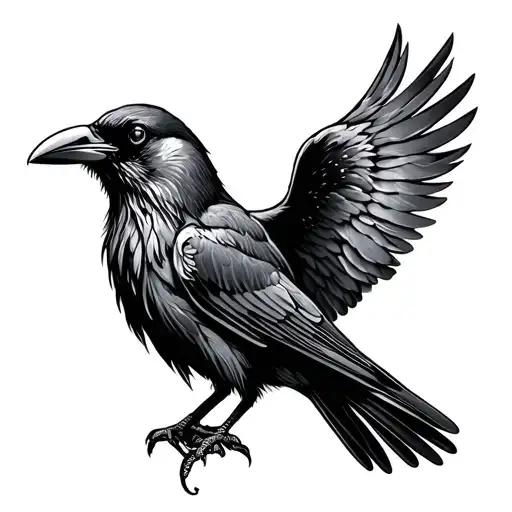 Tattoo Behind The Ear Of A Crow Talking
