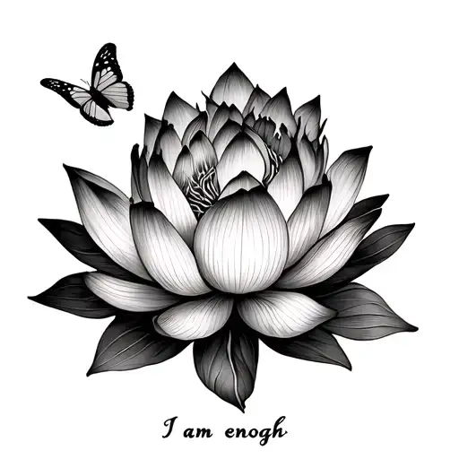 Lotus Flower With Butterfly With The Words I Am Enough