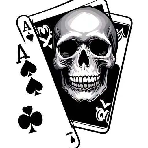 Neo Traditional Skull And Playing Cards