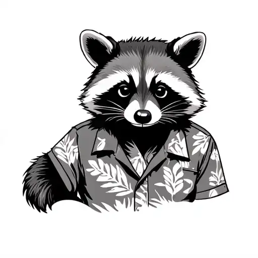 Raccoon In A Hawaiian Shirt