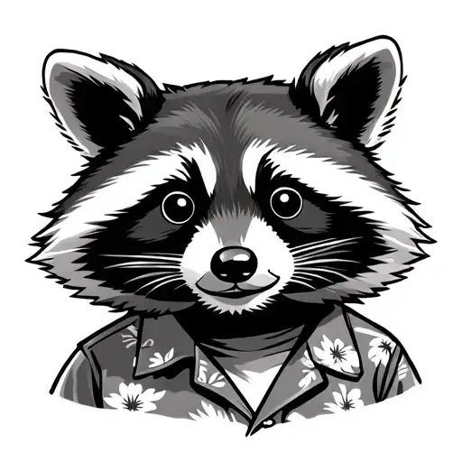 Raccoon In A Hawaiian Shirt