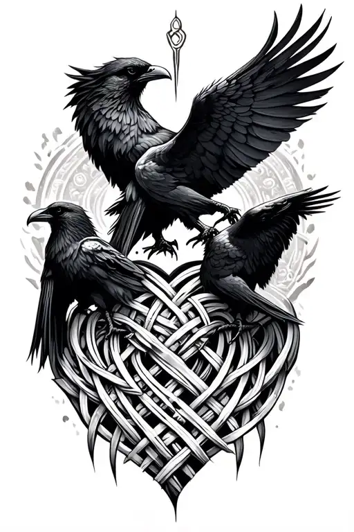 Love Bindrune With Odins Ravens And Woven Fate