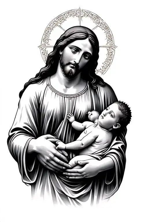 Jesus And Mary Holding Baby Jesus