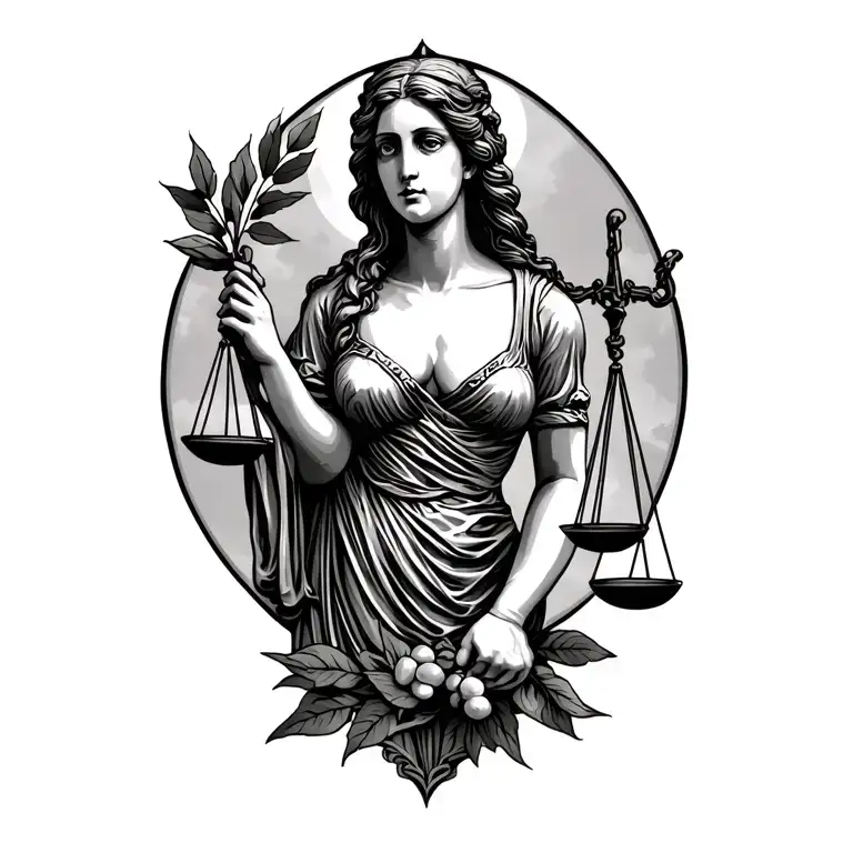 Lady Justice With Scales And Olive Branch