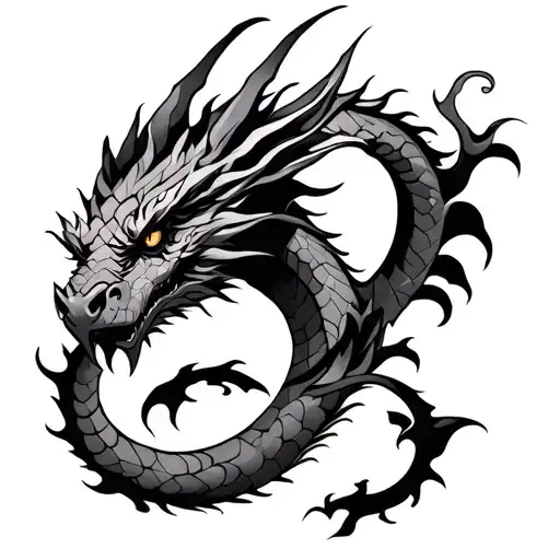 Dragon And Triskel Tribal