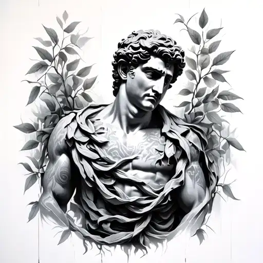 Acrylic Painting Male Statue With Vines Wrapped