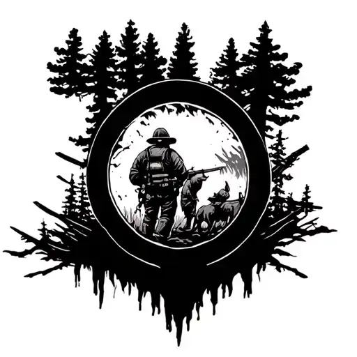 Hunting And Firefighting Scene