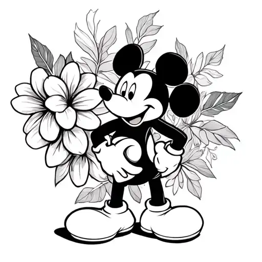 Australian Native Flowers With Mickey Mouse Standing