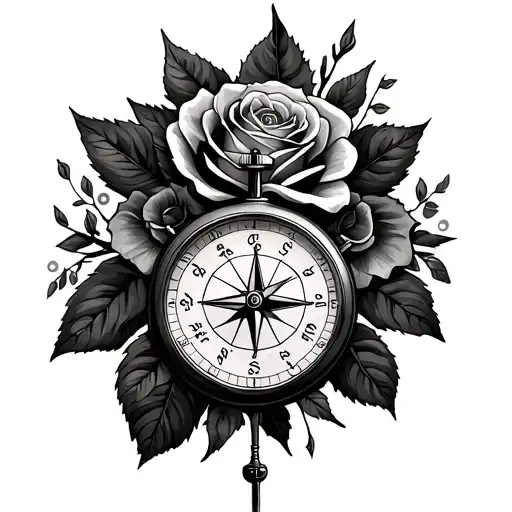 Stopwatch And Roses And Compass