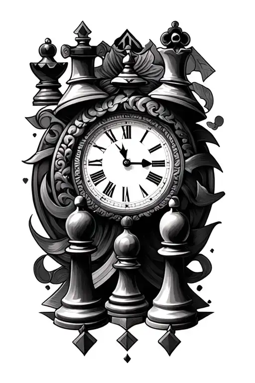 Clockface With Chess Pieces For Time