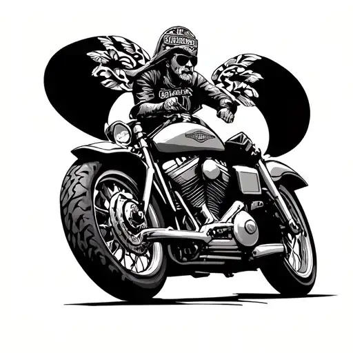Mexican Biker With Harley Davidson Motorcycle