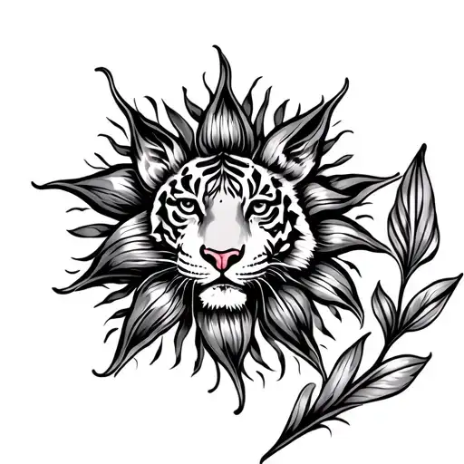 Sun With Tiger Lillie Flower