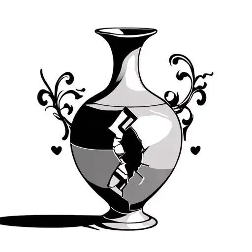 Tall Sleek Broken Vase That Has Been Put Back Together With Tape