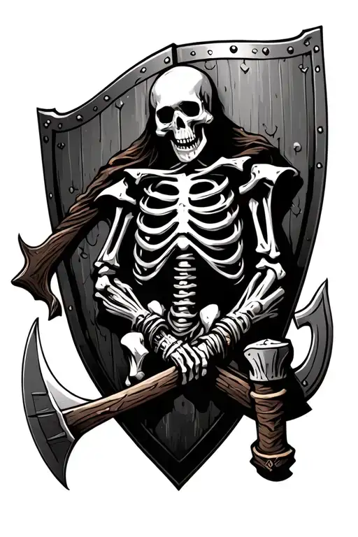 Skeleton With Shield And Axe