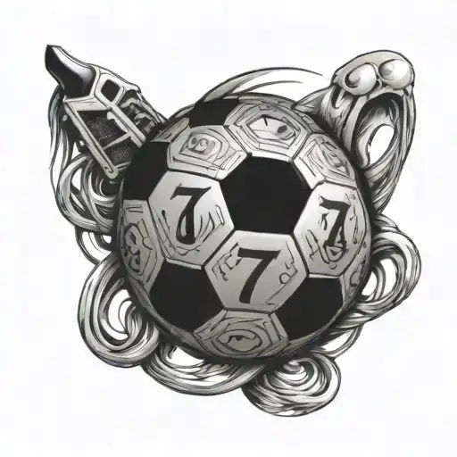 The Number 777 Intertwined With A Soccer Ball