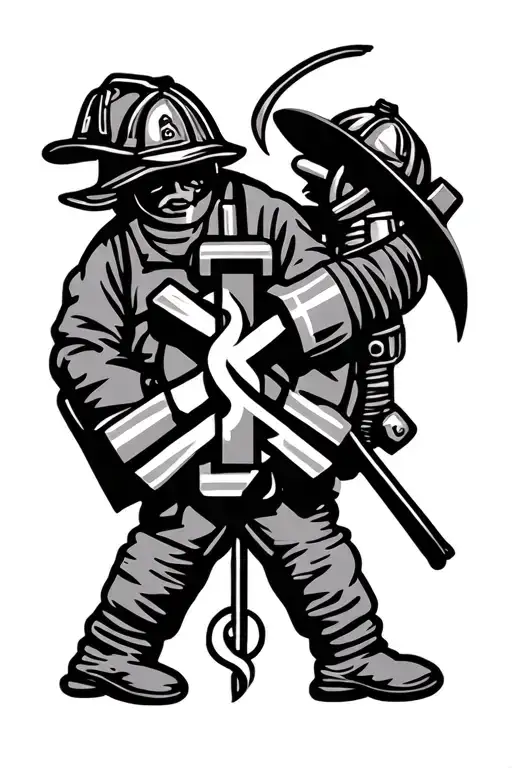 Firefighter Paramedic Symbol Intertwined