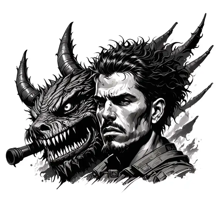 Separation Of The Personality Of A Calm Guy Into A Military Monster