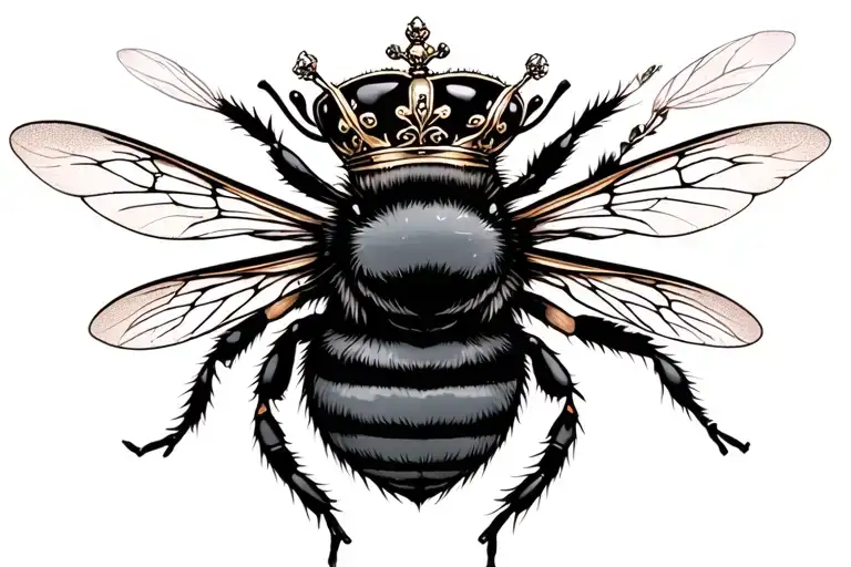 Queen Bee Wearing Crown Adorned
