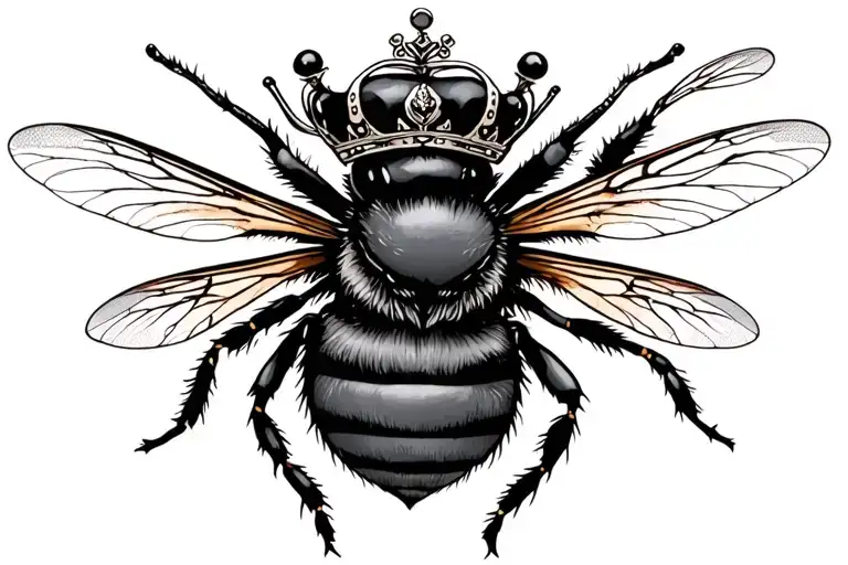 Queen Bee Wearing Crown Adorned