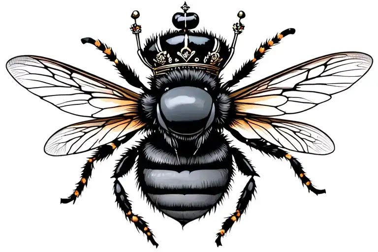 Queen Bee Wearing Crown Adorned