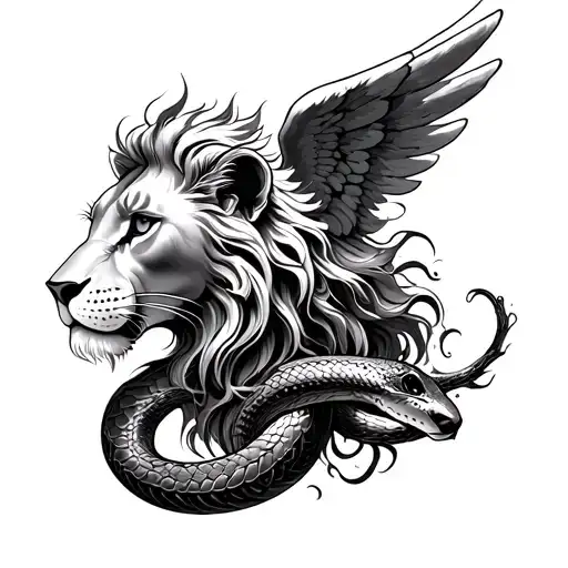 Angel Head Lion Snake Twig Wave