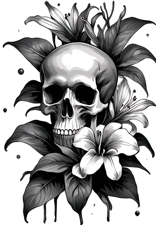 Skull With Lillies