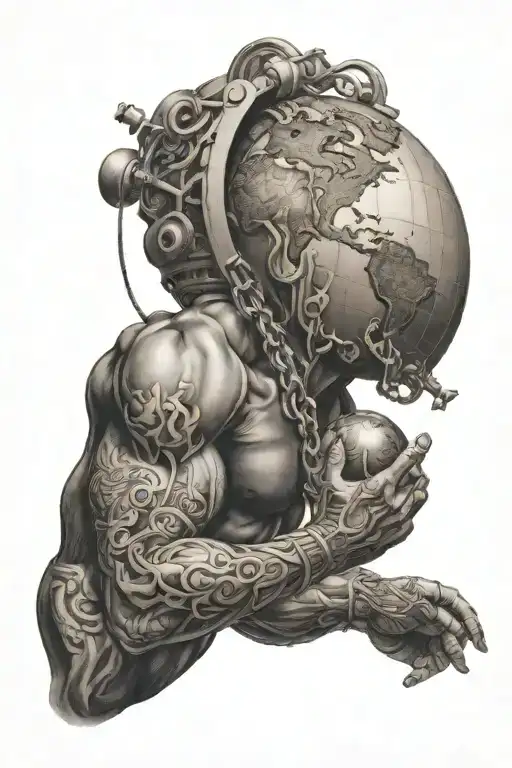 Atlas Holding Up The World W To Symbolize A Fitness Journey And Incorporate Symbols Of Self Growth