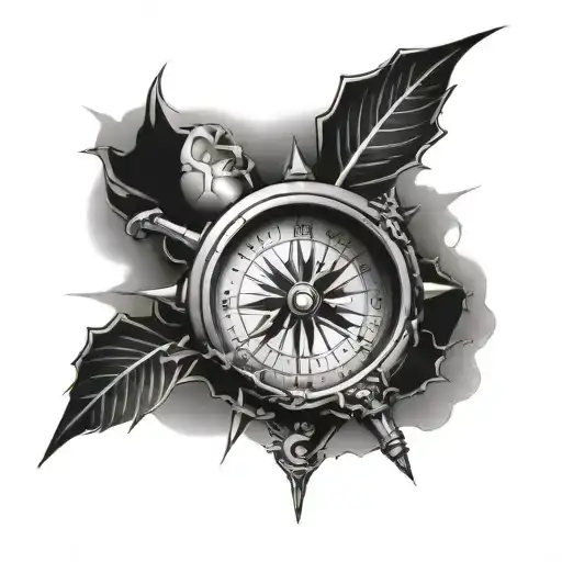 Compass Inside Broken Skull