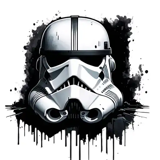 Half Storm Trooper With Broken Helmet Revealing A Skull Face