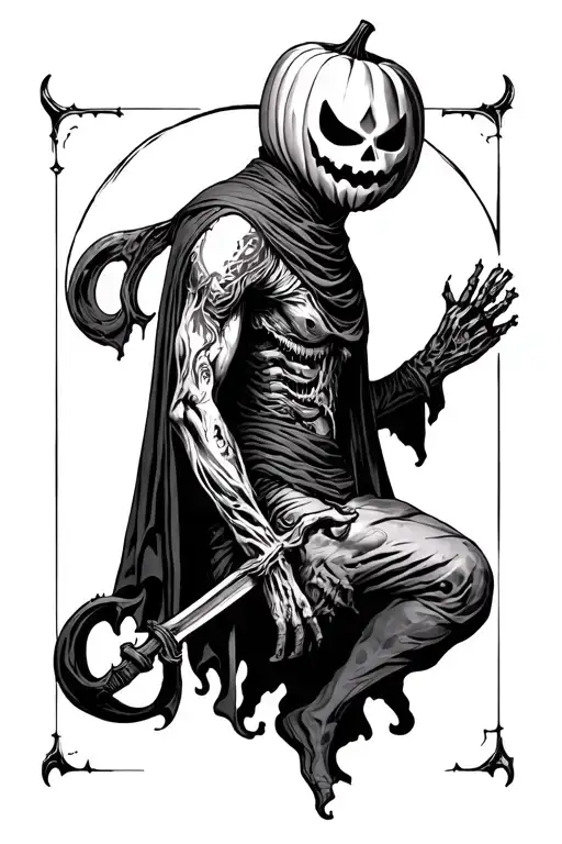 Pumpkin Head Reaper Full Body