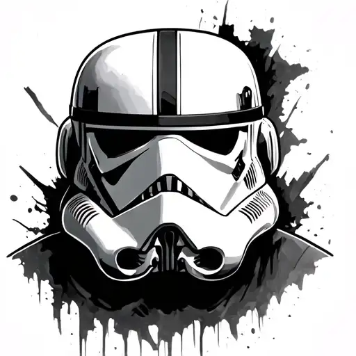 Half Storm Trooper With Broken Helmet Revealing A Skull Face