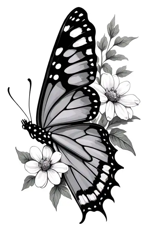 Butterfly With Flowers In The Background