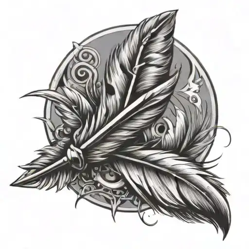 Bullet And Feather Forming An X