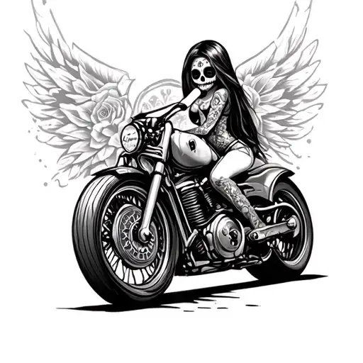 Sugar Skull Girl On Motor Bike