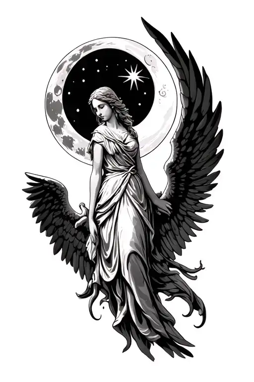 Angel And Moon