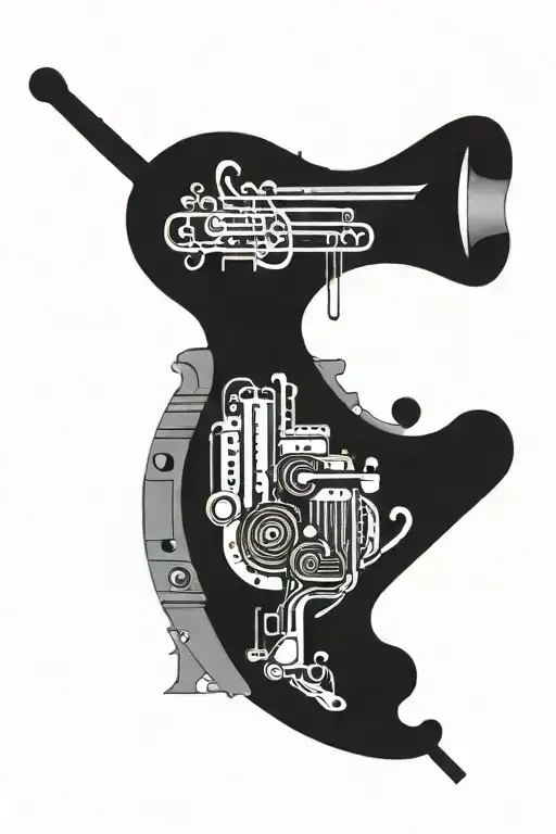 An Abstract Design Combining Musical Instruments And International Shipping Containers