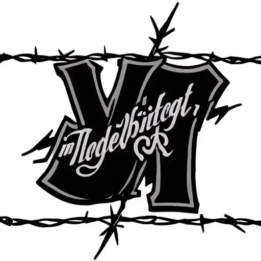 Birth Year In Western Font With Barbed Wire Strike Through The Middle Of It