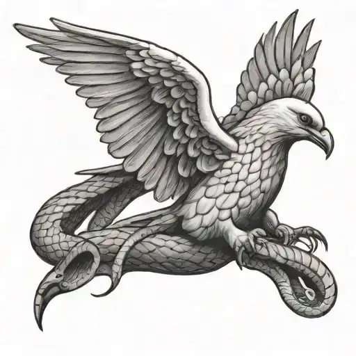 Flying Dove Capturing Snake With Fangs