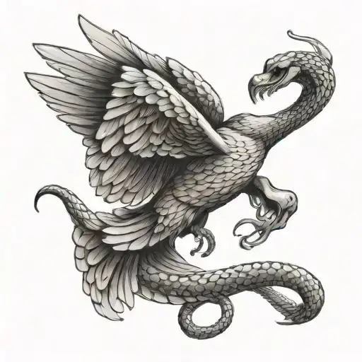 Flying Dove Capturing Snake With Fangs